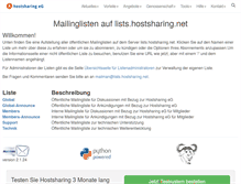 Tablet Screenshot of lists.hostsharing.net